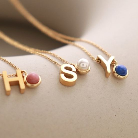 [선물포장] 이니셜 천연원석 탄생석 목걸이