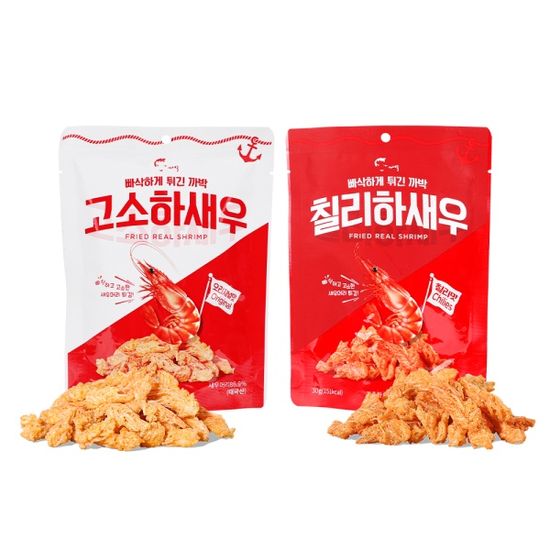 까박 새우머리 튀김 과자 2종 고소한맛 칠리맛 3봉