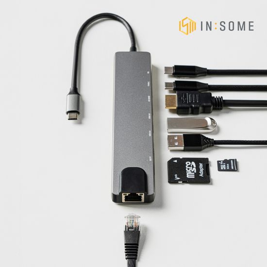 인썸 8in1 USB 3.0 6포트 c타입 멀티 허브 IMH-2