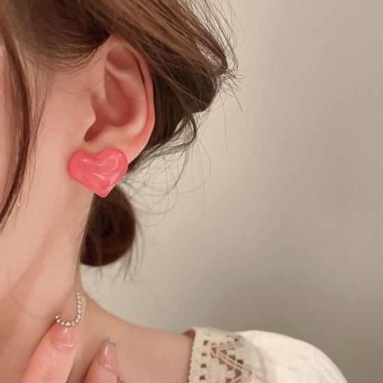 미니 핑크 하트 귀걸이 데일리 큐트 패션 은침 귀고리