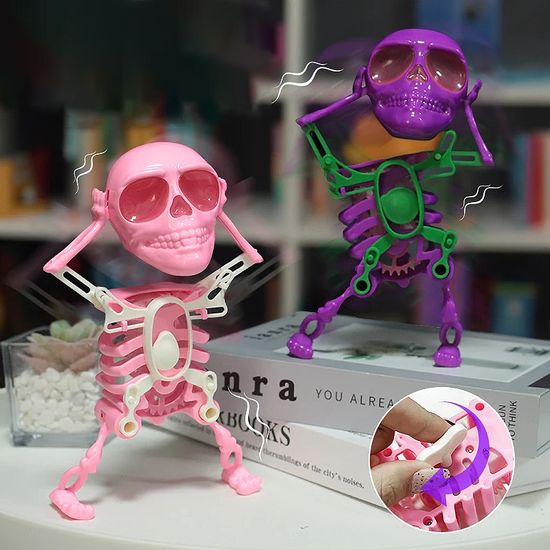 춤추는 댄싱 해골 인형 led 뮤직 태엽 피규어 장난감