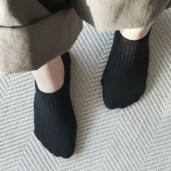 발목 골지 블랙 양말 덧신 남성(WCD013F)