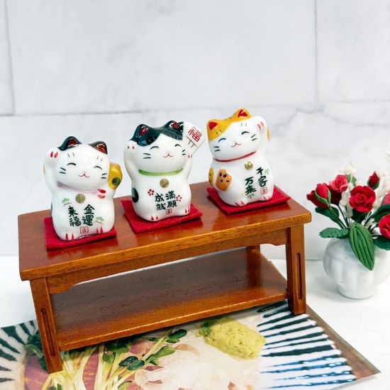 미니 마네키네코 도자기 고양이 3p set