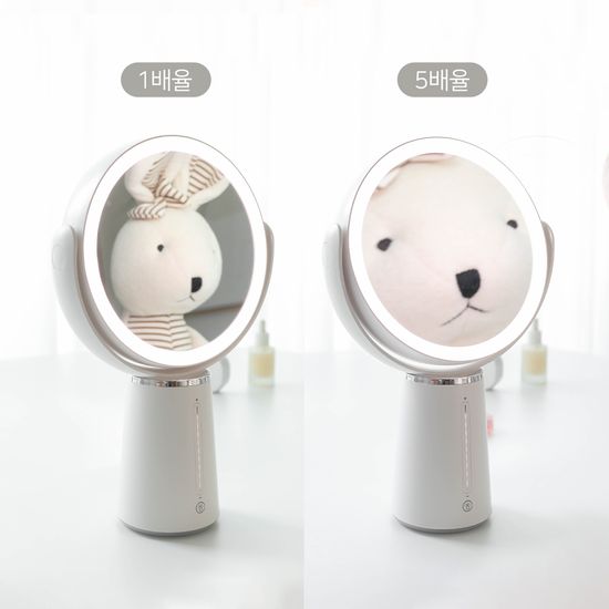 무아스 360도 회전 듀얼 5X 무선 LED 거울 조명거울