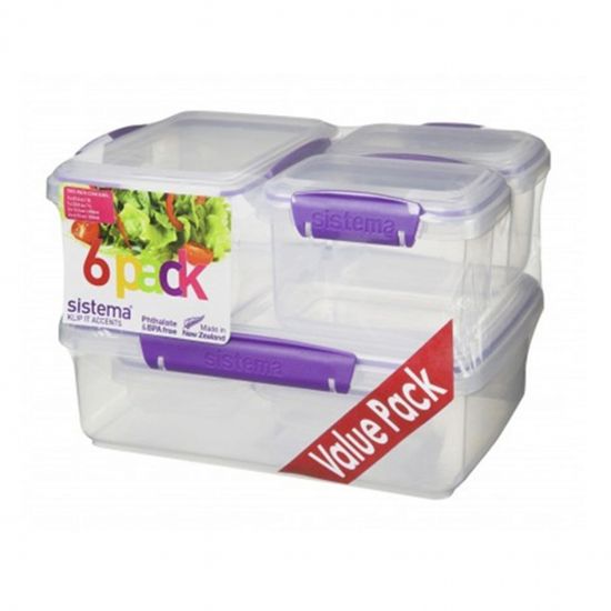 [시스테마] 클립잇 액센트 보관용기 6종세트 (퍼플)