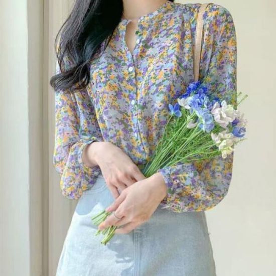 체니 플라워 블라우스