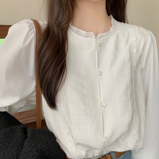여성 썸머 데일리 자수 화이트 블라우스