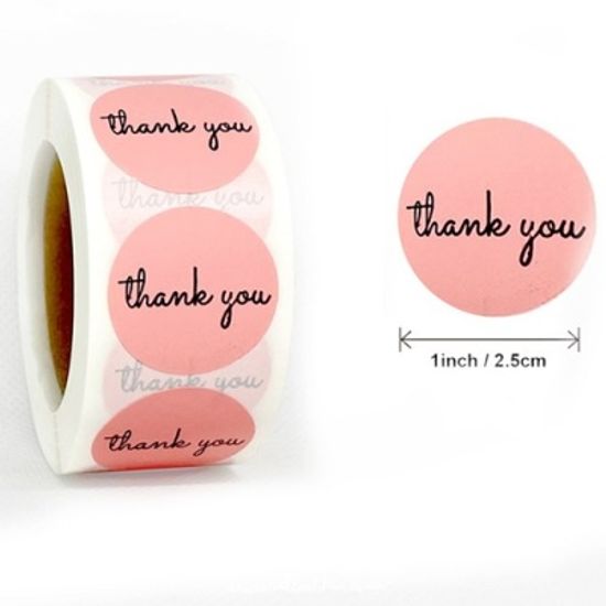 Coral Pink Thank you Sticker 코랄핑크땡큐롤스티커