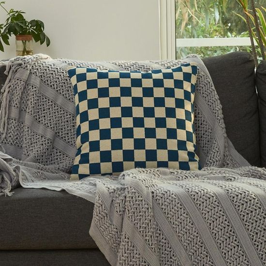 클라모프 모던 체커보드 체크 사각 인테리어 쿠션