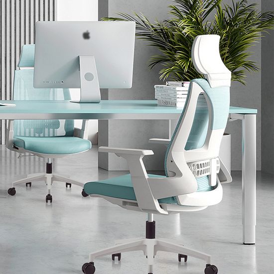 메쉬 헤드레스트 리프팅 의자 (스카이블루)