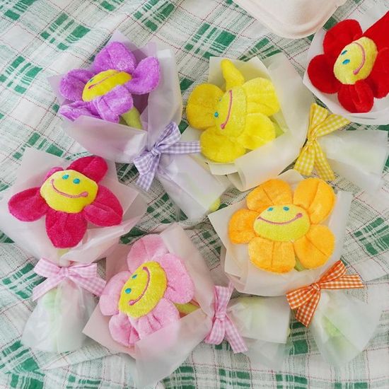 초미니 스마일 한송이 인형 꽃다발 6color(WE62B70)