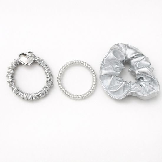 3종 실버 머리끈 헤어 스크런치 악세사리 곱창밴드 