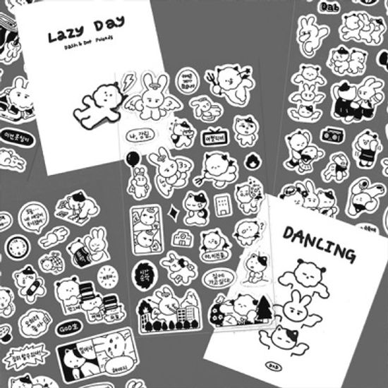 뽀작뽀작 리무버블 흑백스티커 (01-04)