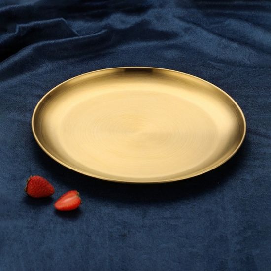 홈인쿡 플랫원형 스텐 접시 4p세트 20cm 골드 그릇