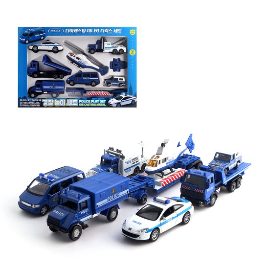 토이지니 웰리 경찰 놀이 세트 9종 다이캐스팅 미니카