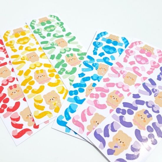 [선덕선덕] 리본 몽곰 컨페티 스티커 6종(개별)