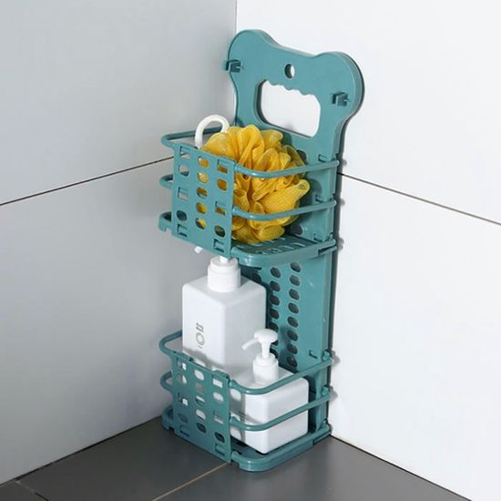 2단 벽걸이 접이식 수납바구니 부착식 욕실 주방선반