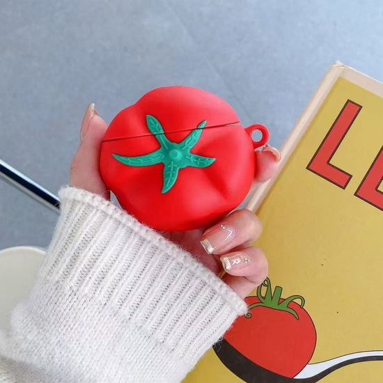 에어팟케이스 유니크 리얼 빨간 토마토 실리콘 파우치