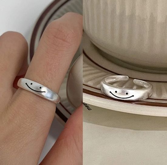 3종 씨익 웃는 스마일 포인트 오픈 링 우정 애끼 반지