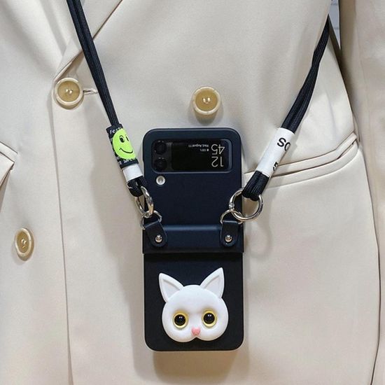 갤럭시 z플립 3 4 동물 핑거톡 힌지보호 스트랩케이스