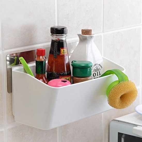 [시바타]매직 강력흡착 다용도 욕실수납함