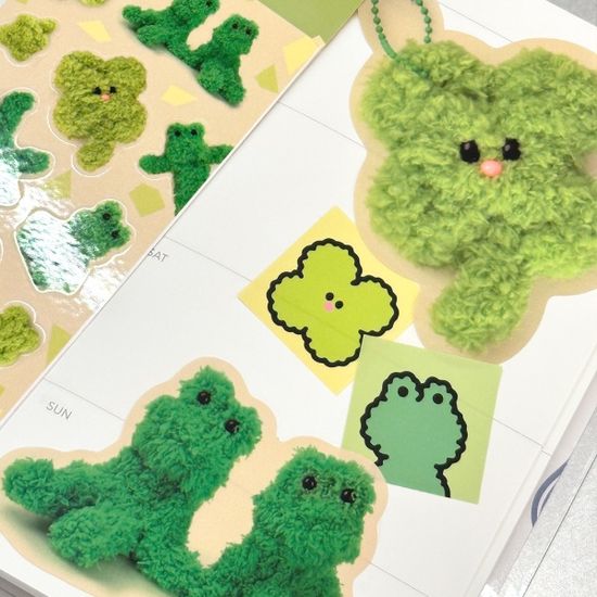 흔흔개굴씨 & 흔흔클로버씨 리무버블 조각 스티커 5매