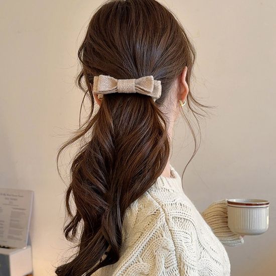 러블리 니트 트위드 리본 헤어 클립핀 집게핀 패션 삔