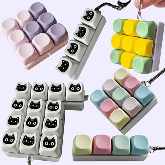 고양이 컬러 큐브 딸깍이 키보드 키캡 키링 장난감