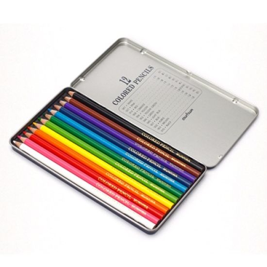 (문화) 12색 고급 색연필(틴)/미술학원판촉용