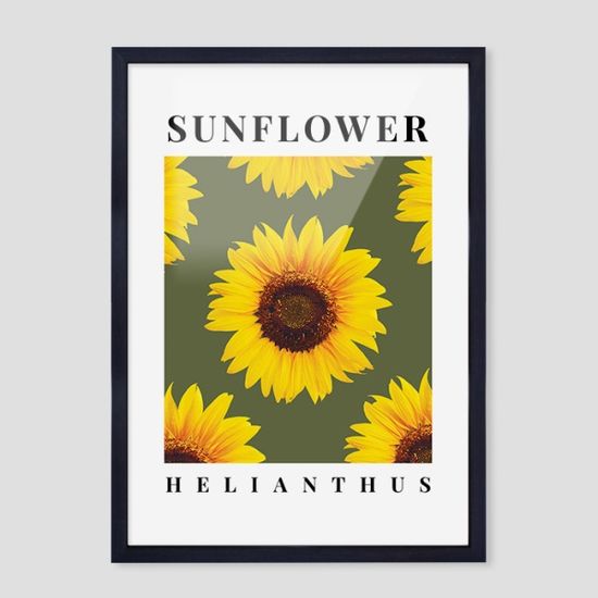 해바라기 그림 액자 인테리어 포스터 - 올리브그린