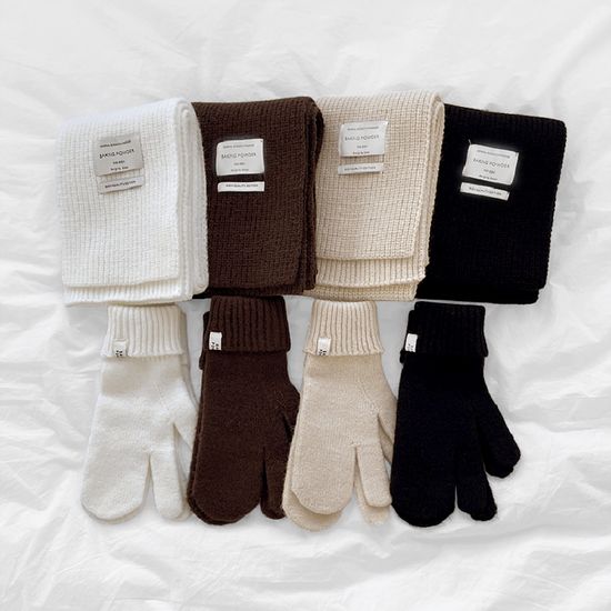 미니 머플러 벙어리 장갑 세트 4color