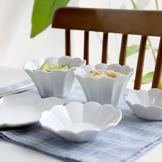 플로렌스 유광 화이트 도자기 1인 식기세트 5p