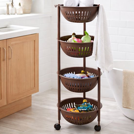 코지 바스켓 주방 4단 선반 트롤리 적층 바구니 