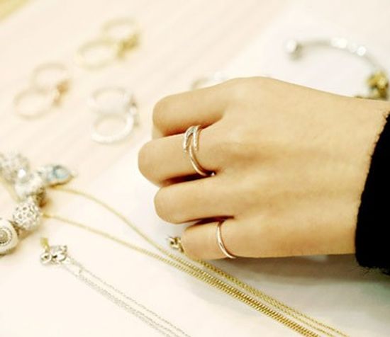 Tornado two point silver ring