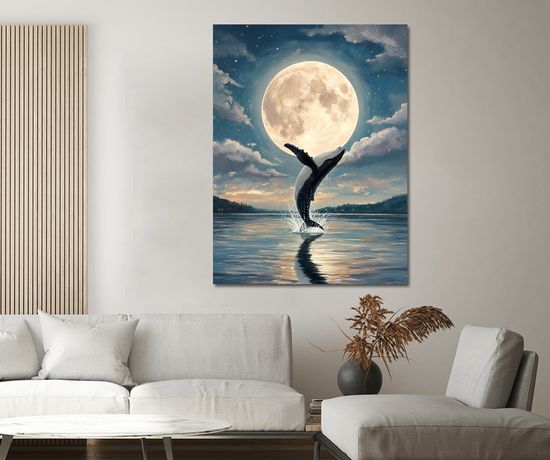 보름달 고래 그림 인테리어 액자 거실 카페 개업선물