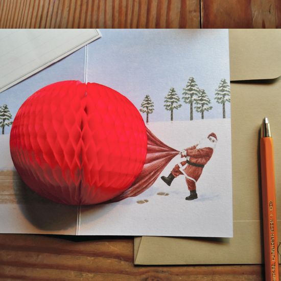 오첵 크리스마스 허니컴 팝업 입체 카드