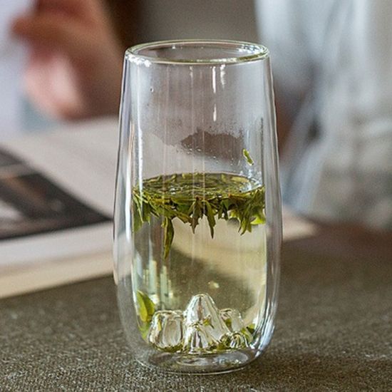 [로하티] 마운틴뷰 이중 유리컵 400m 내열 투명잔