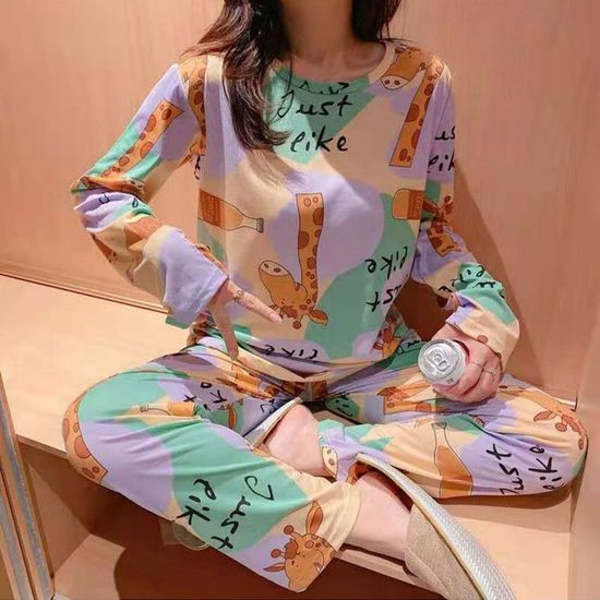 쿨 긴 홈웨어 예쁜 캐릭터 여성 파자마세트(WF3A32A)