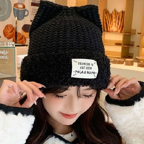 귀염 뿔냥이 니트 비니 모자 ST271(WE2B384)