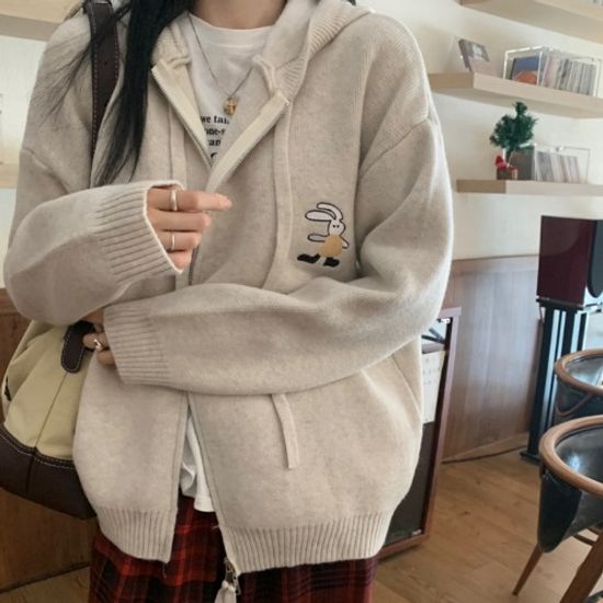 앤드 후드스타일 집업 가디건 겨울 니트웨어
