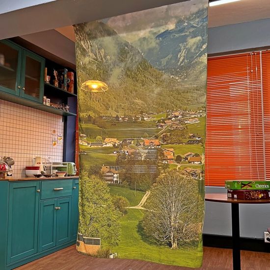 스위스의 납작한 나무 115x200 쉬폰 패브릭포스터