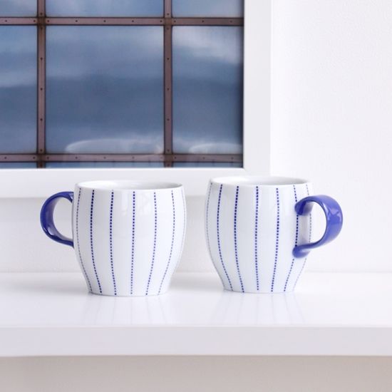 블루 도트 백자 국산 머그 찻잔 165ml