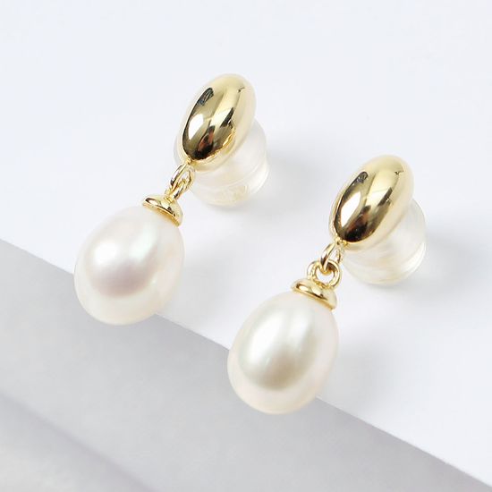 [비쥬홀릭] 실버925 골드도금 드롭 담수진주 귀걸이(