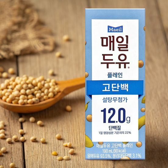 매일 고단백 플레인 저당 두유 190ml 12개