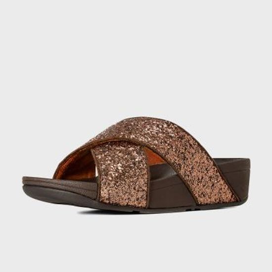핏플랍 루루 글리터 슬라이드 Chocolate Metallic