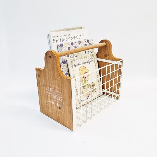 무빙라이프 잡지꽂이 손잡이 바스켓 화이트