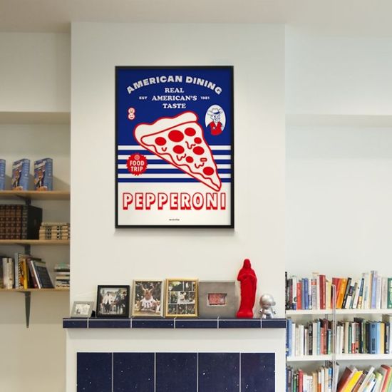 페퍼로니 피자 M 디자인 포스터 