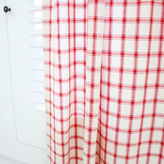 베이직 레드체크 커튼