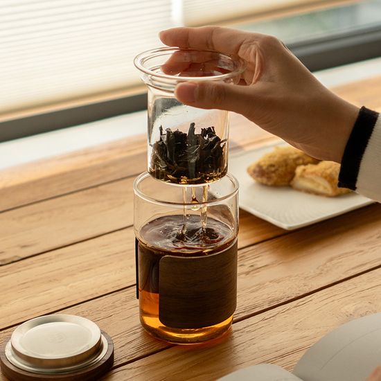 오후반차 우드링 내열 유리 티머그 