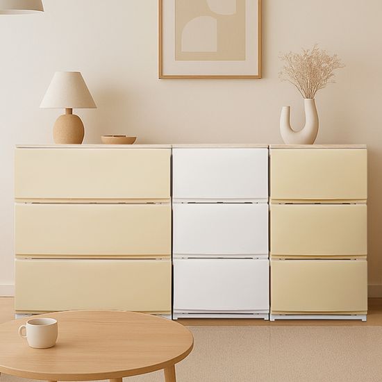 젠틀리 우드상판 플라스틱 서랍장 일반형/와이드형 